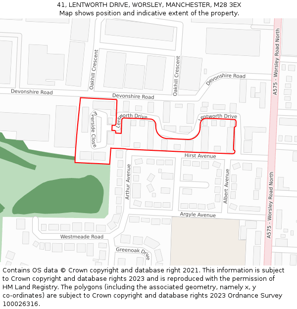 41, LENTWORTH DRIVE, WORSLEY, MANCHESTER, M28 3EX: Location map and indicative extent of plot