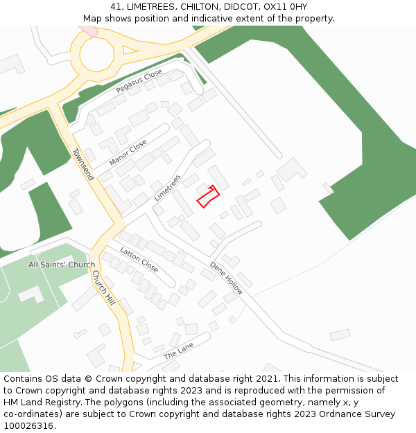 41, LIMETREES, CHILTON, DIDCOT, OX11 0HY: Location map and indicative extent of plot