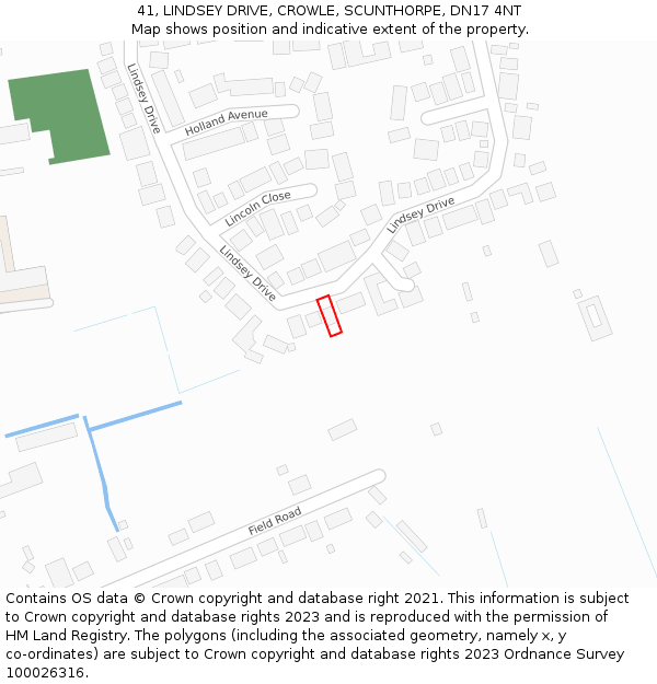 41, LINDSEY DRIVE, CROWLE, SCUNTHORPE, DN17 4NT: Location map and indicative extent of plot