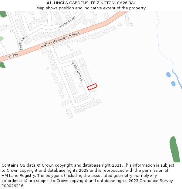 41, LINGLA GARDENS, FRIZINGTON, CA26 3AL: Location map and indicative extent of plot