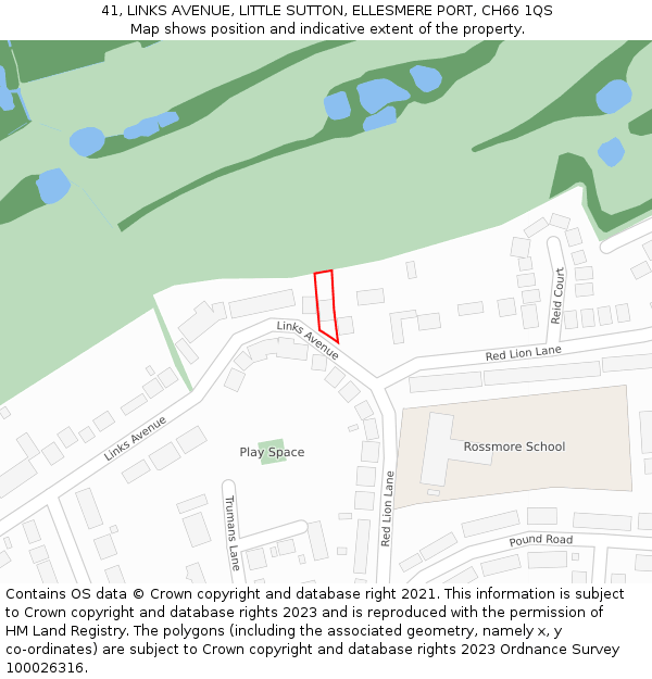 41, LINKS AVENUE, LITTLE SUTTON, ELLESMERE PORT, CH66 1QS: Location map and indicative extent of plot