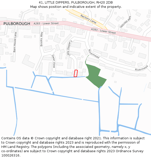 41, LITTLE DIPPERS, PULBOROUGH, RH20 2DB: Location map and indicative extent of plot