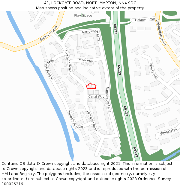 41, LOCKGATE ROAD, NORTHAMPTON, NN4 9DG: Location map and indicative extent of plot