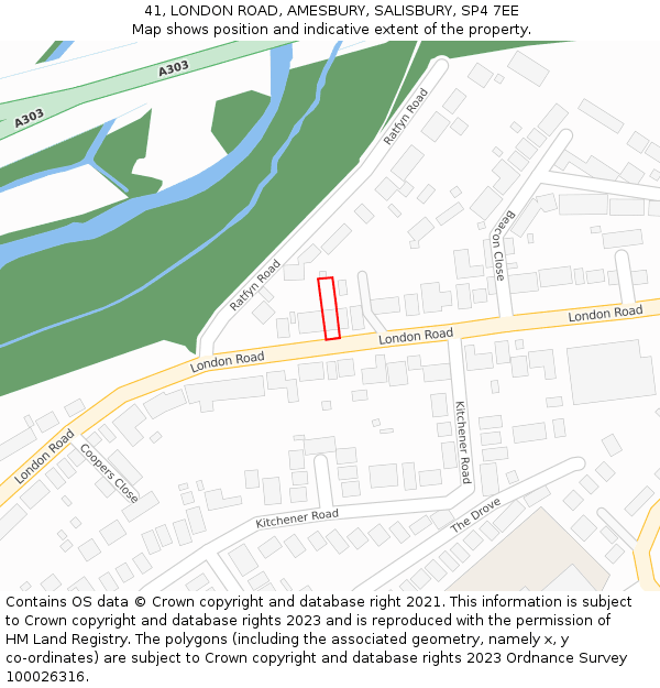 41, LONDON ROAD, AMESBURY, SALISBURY, SP4 7EE: Location map and indicative extent of plot