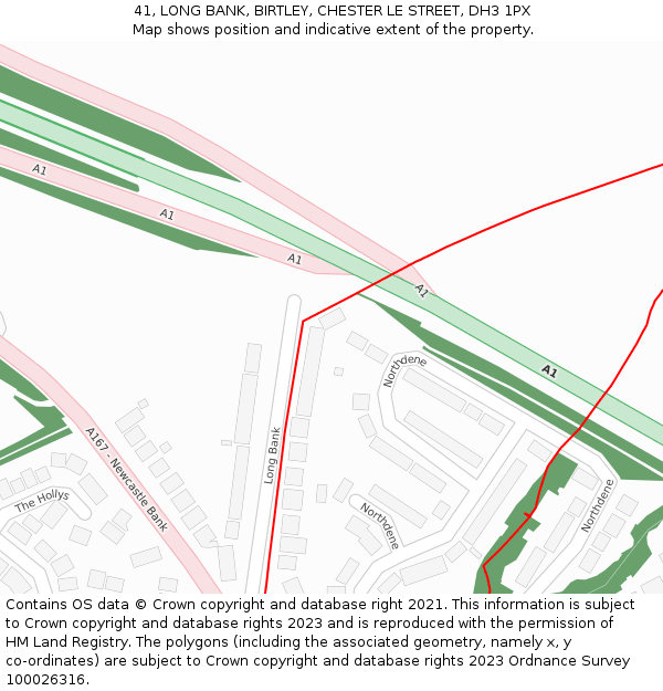 41, LONG BANK, BIRTLEY, CHESTER LE STREET, DH3 1PX: Location map and indicative extent of plot