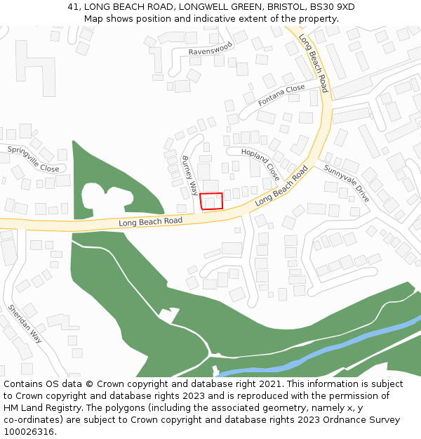 41, LONG BEACH ROAD, LONGWELL GREEN, BRISTOL, BS30 9XD: Location map and indicative extent of plot