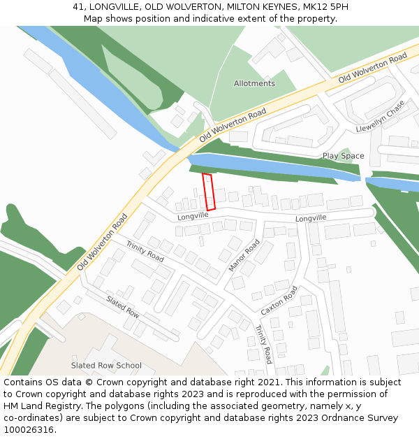 41, LONGVILLE, OLD WOLVERTON, MILTON KEYNES, MK12 5PH: Location map and indicative extent of plot