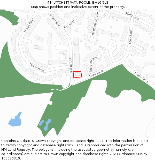 41, LYTCHETT WAY, POOLE, BH16 5LS: Location map and indicative extent of plot