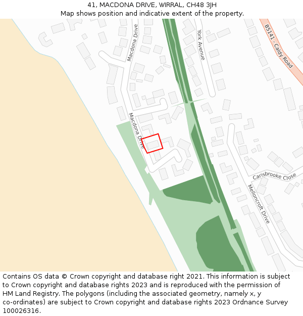 41, MACDONA DRIVE, WIRRAL, CH48 3JH: Location map and indicative extent of plot