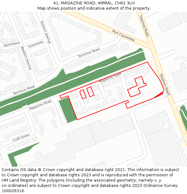 41, MAGAZINE ROAD, WIRRAL, CH62 3LH: Location map and indicative extent of plot