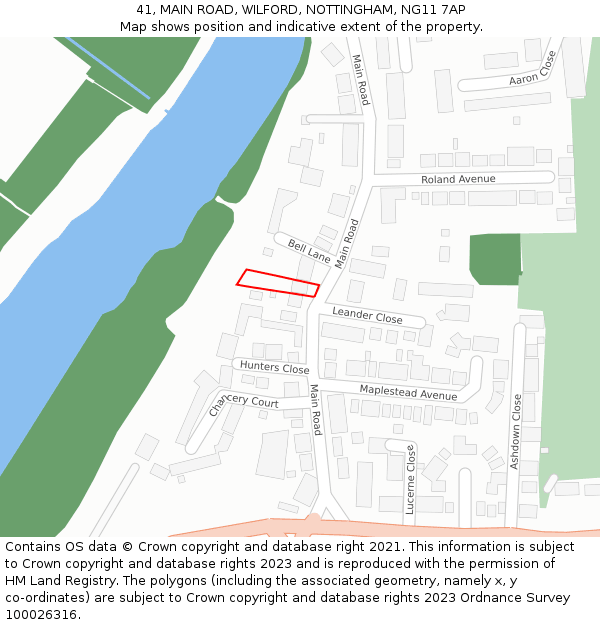 41, MAIN ROAD, WILFORD, NOTTINGHAM, NG11 7AP: Location map and indicative extent of plot