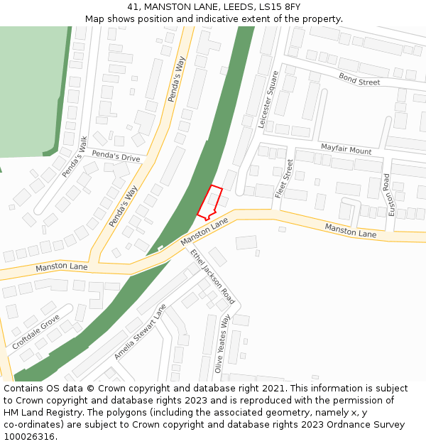 41, MANSTON LANE, LEEDS, LS15 8FY: Location map and indicative extent of plot