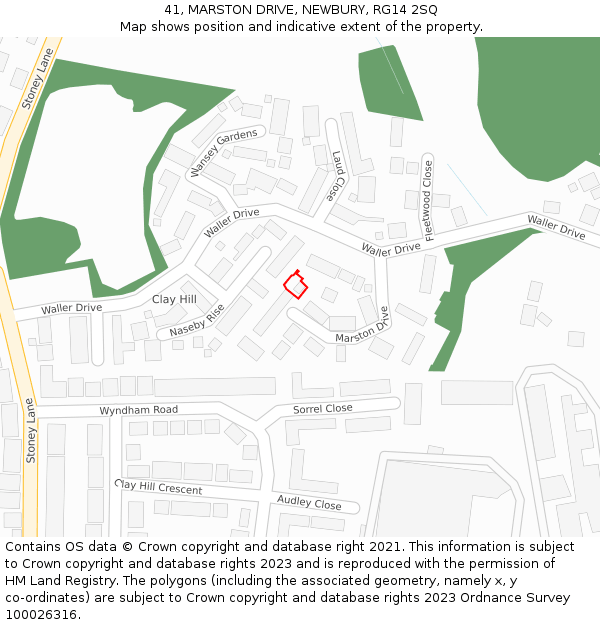 41, MARSTON DRIVE, NEWBURY, RG14 2SQ: Location map and indicative extent of plot