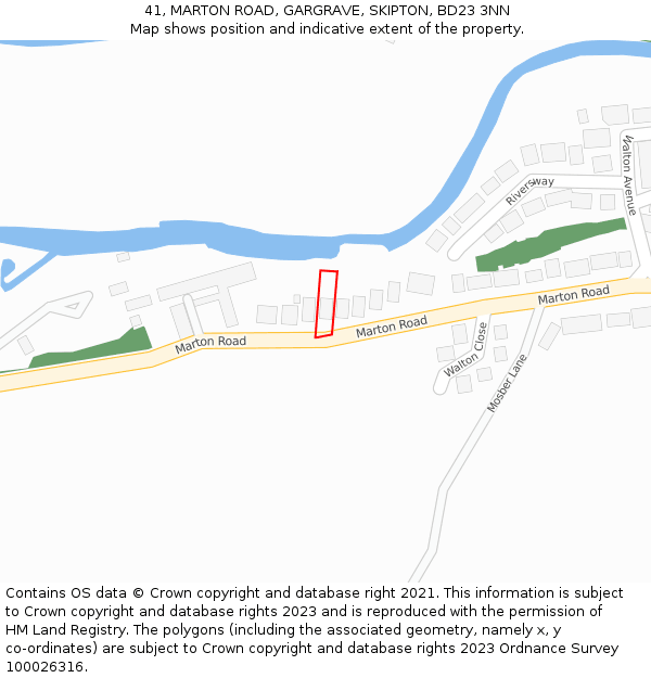 41, MARTON ROAD, GARGRAVE, SKIPTON, BD23 3NN: Location map and indicative extent of plot