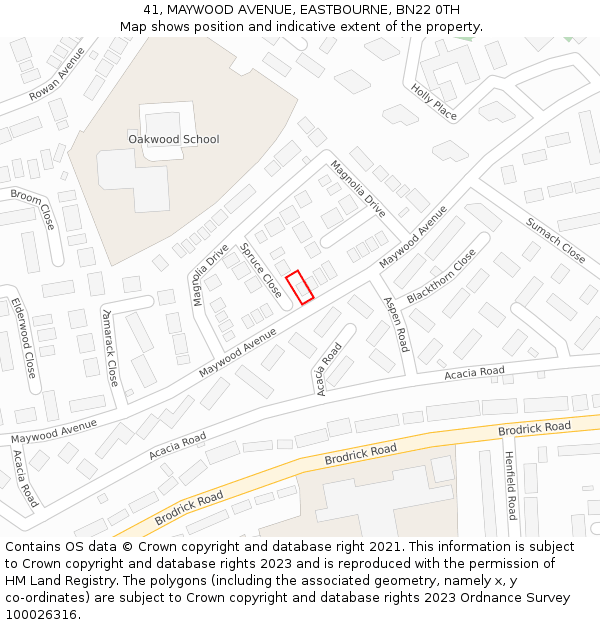 41, MAYWOOD AVENUE, EASTBOURNE, BN22 0TH: Location map and indicative extent of plot