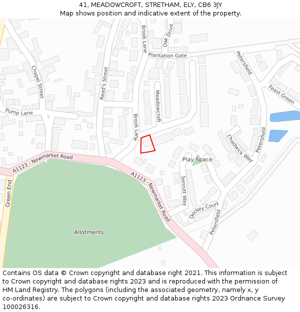 41, MEADOWCROFT, STRETHAM, ELY, CB6 3JY: Location map and indicative extent of plot