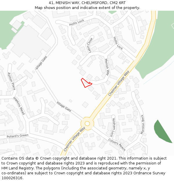 41, MENISH WAY, CHELMSFORD, CM2 6RT: Location map and indicative extent of plot