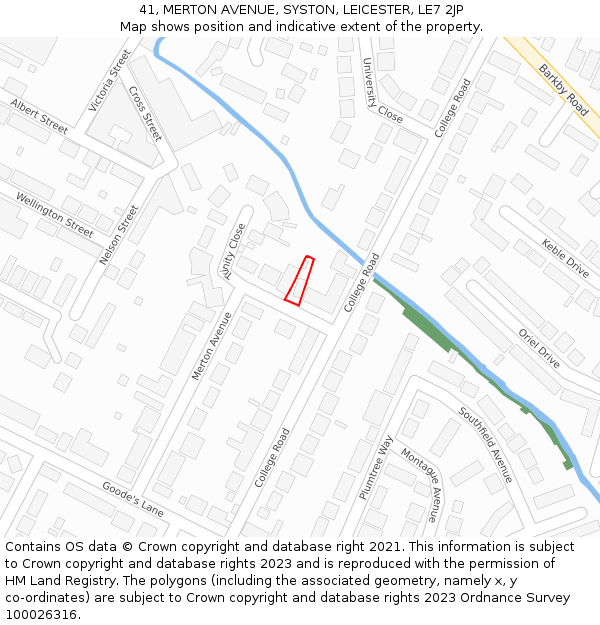 41, MERTON AVENUE, SYSTON, LEICESTER, LE7 2JP: Location map and indicative extent of plot