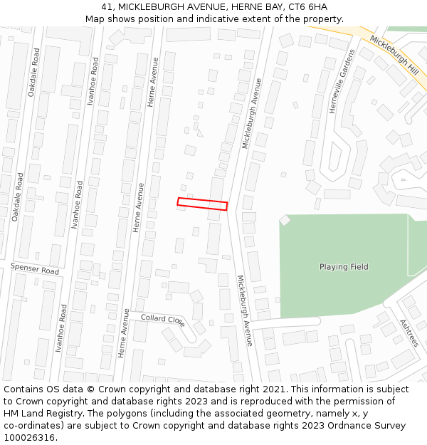 41, MICKLEBURGH AVENUE, HERNE BAY, CT6 6HA: Location map and indicative extent of plot