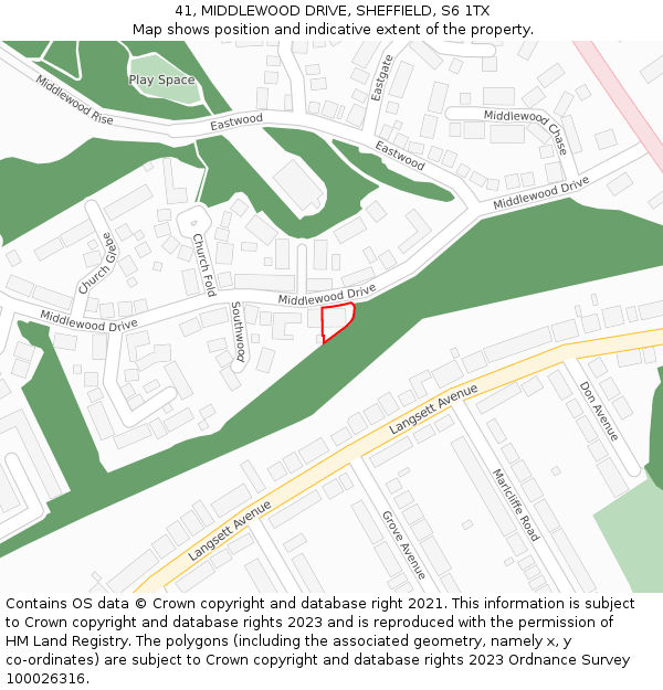 41, MIDDLEWOOD DRIVE, SHEFFIELD, S6 1TX: Location map and indicative extent of plot