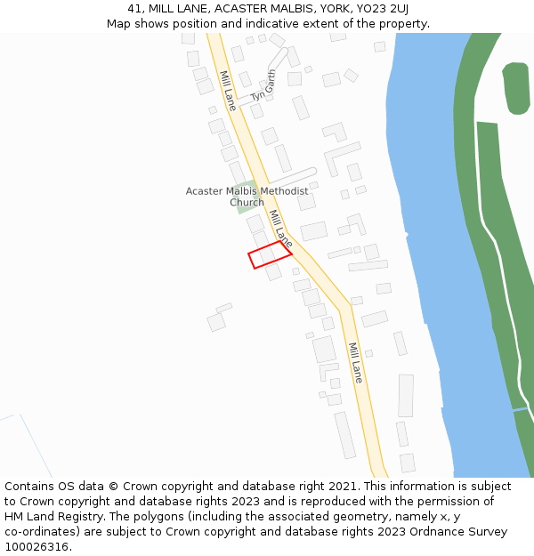 41, MILL LANE, ACASTER MALBIS, YORK, YO23 2UJ: Location map and indicative extent of plot