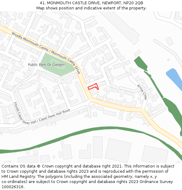 41, MONMOUTH CASTLE DRIVE, NEWPORT, NP20 2QB: Location map and indicative extent of plot
