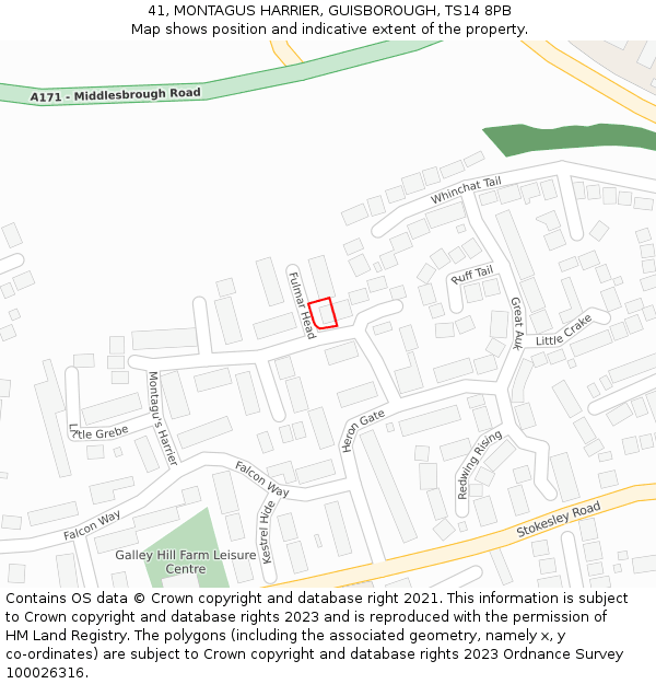 41, MONTAGUS HARRIER, GUISBOROUGH, TS14 8PB: Location map and indicative extent of plot