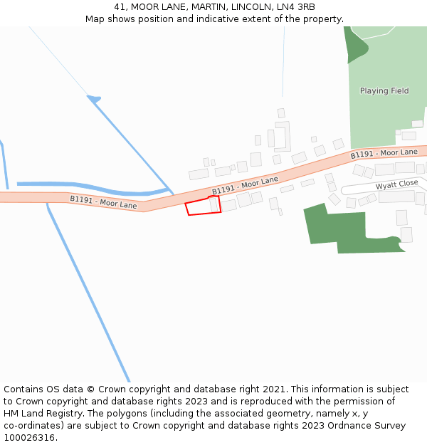 41, MOOR LANE, MARTIN, LINCOLN, LN4 3RB: Location map and indicative extent of plot