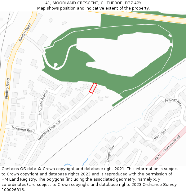 41, MOORLAND CRESCENT, CLITHEROE, BB7 4PY: Location map and indicative extent of plot