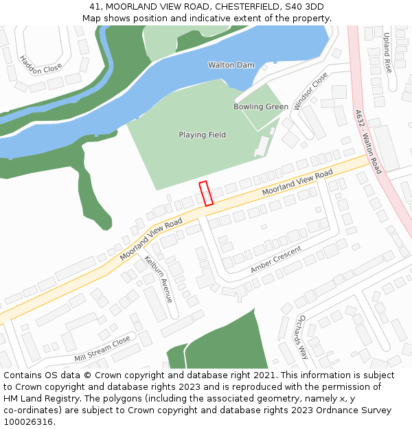 41, MOORLAND VIEW ROAD, CHESTERFIELD, S40 3DD: Location map and indicative extent of plot