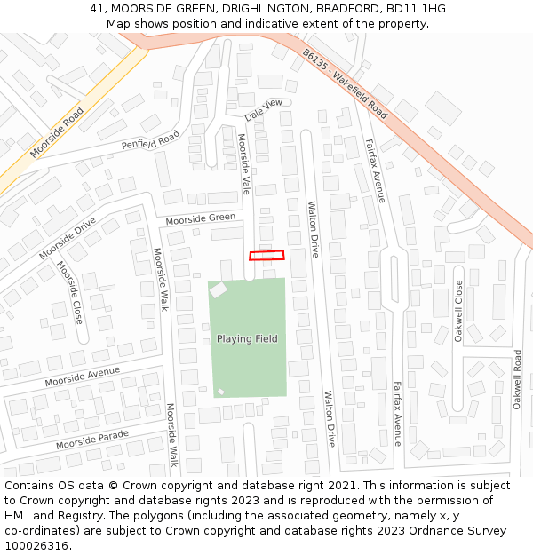 41, MOORSIDE GREEN, DRIGHLINGTON, BRADFORD, BD11 1HG: Location map and indicative extent of plot