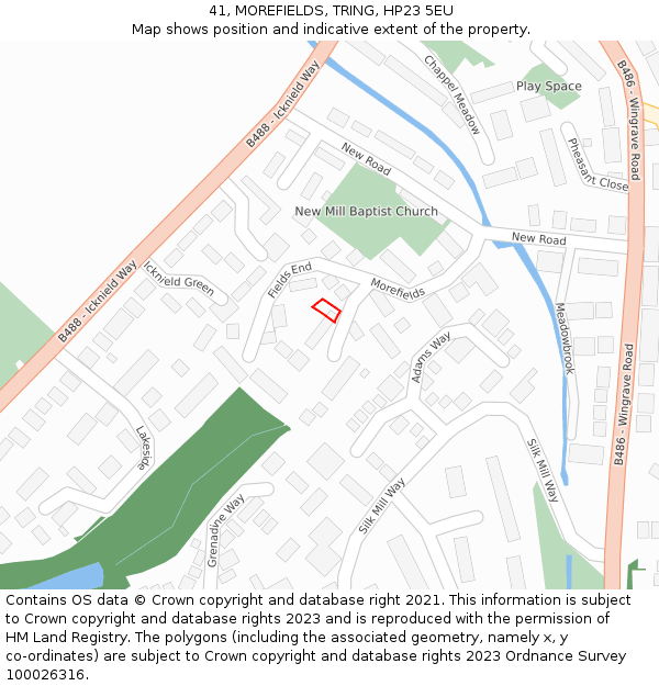 41, MOREFIELDS, TRING, HP23 5EU: Location map and indicative extent of plot