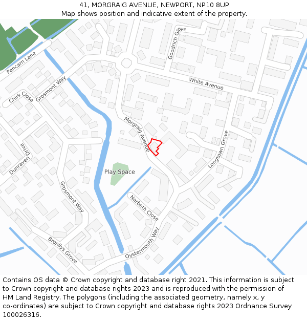 41, MORGRAIG AVENUE, NEWPORT, NP10 8UP: Location map and indicative extent of plot