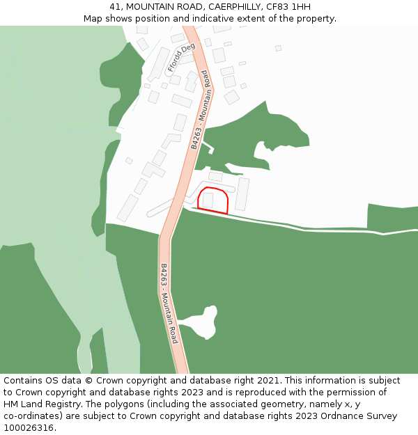 41, MOUNTAIN ROAD, CAERPHILLY, CF83 1HH: Location map and indicative extent of plot