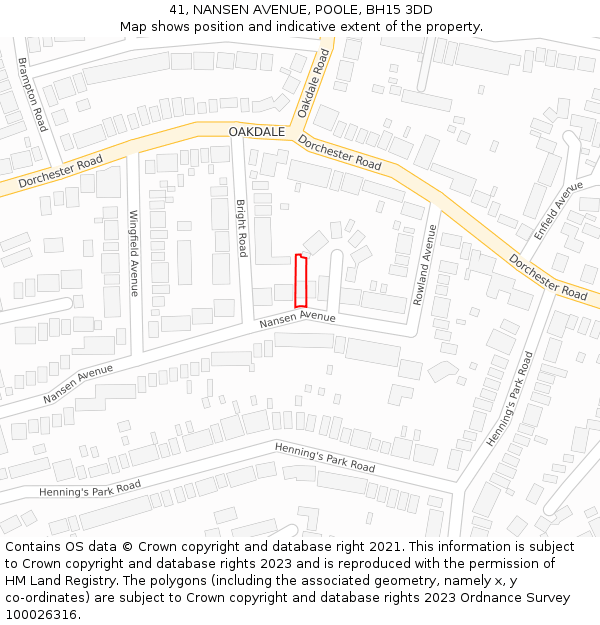 41, NANSEN AVENUE, POOLE, BH15 3DD: Location map and indicative extent of plot