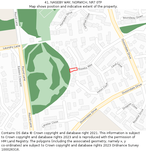 41, NASEBY WAY, NORWICH, NR7 0TP: Location map and indicative extent of plot