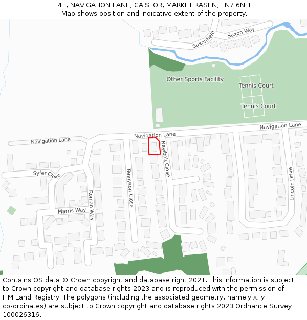 41, NAVIGATION LANE, CAISTOR, MARKET RASEN, LN7 6NH: Location map and indicative extent of plot