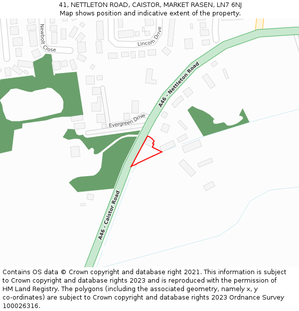 41, NETTLETON ROAD, CAISTOR, MARKET RASEN, LN7 6NJ: Location map and indicative extent of plot