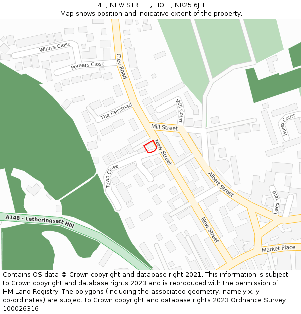 41, NEW STREET, HOLT, NR25 6JH: Location map and indicative extent of plot