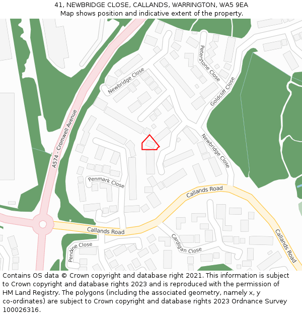 41, NEWBRIDGE CLOSE, CALLANDS, WARRINGTON, WA5 9EA: Location map and indicative extent of plot