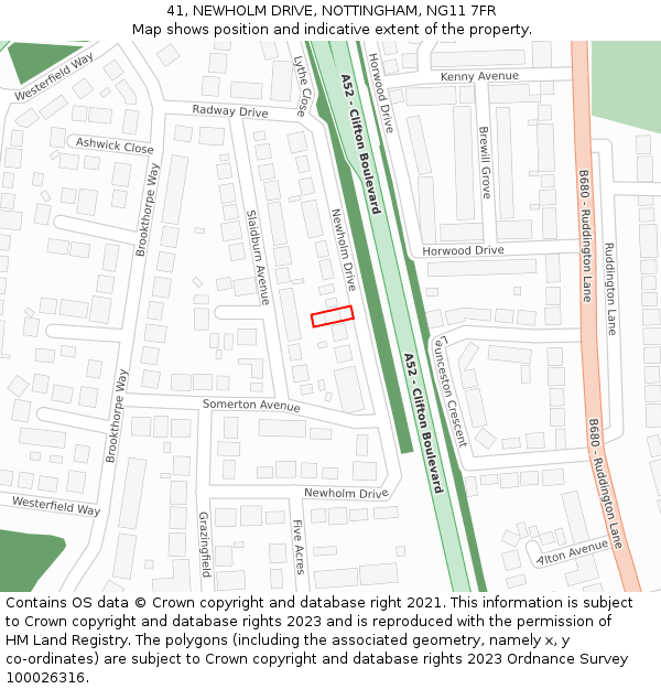 41, NEWHOLM DRIVE, NOTTINGHAM, NG11 7FR: Location map and indicative extent of plot