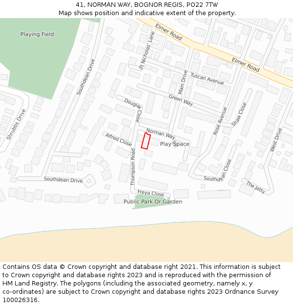 41, NORMAN WAY, BOGNOR REGIS, PO22 7TW: Location map and indicative extent of plot