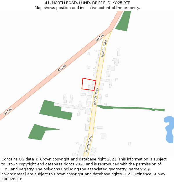 41, NORTH ROAD, LUND, DRIFFIELD, YO25 9TF: Location map and indicative extent of plot