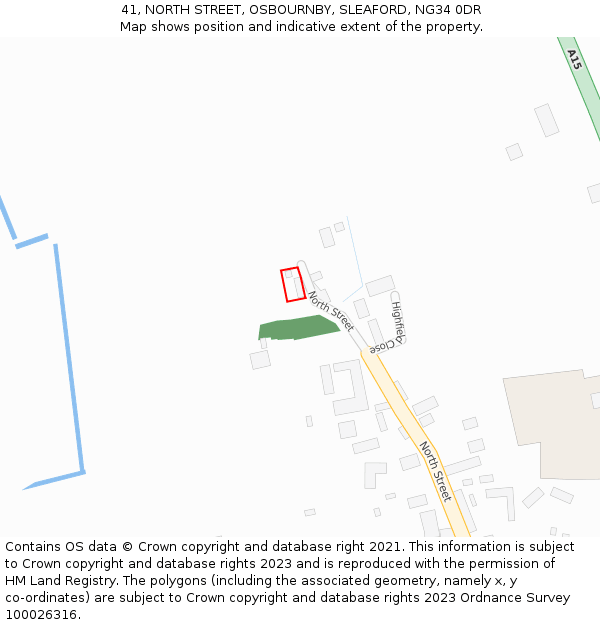 41, NORTH STREET, OSBOURNBY, SLEAFORD, NG34 0DR: Location map and indicative extent of plot