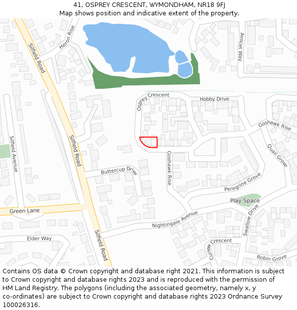 41, OSPREY CRESCENT, WYMONDHAM, NR18 9FJ: Location map and indicative extent of plot