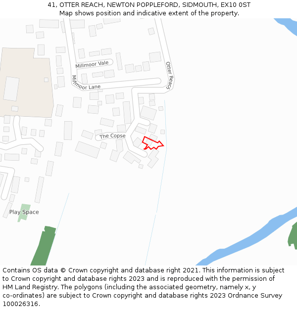 41, OTTER REACH, NEWTON POPPLEFORD, SIDMOUTH, EX10 0ST: Location map and indicative extent of plot