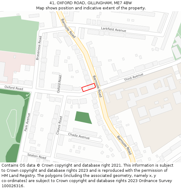 41, OXFORD ROAD, GILLINGHAM, ME7 4BW: Location map and indicative extent of plot