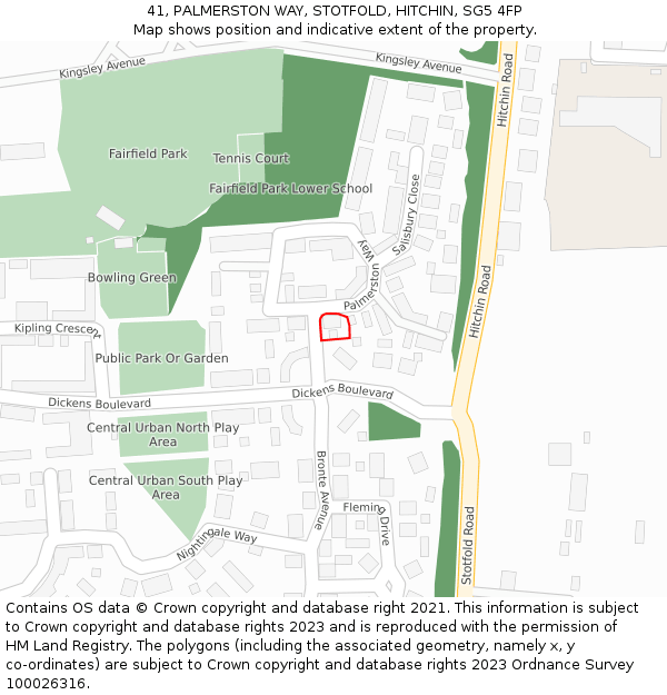 41, PALMERSTON WAY, STOTFOLD, HITCHIN, SG5 4FP: Location map and indicative extent of plot