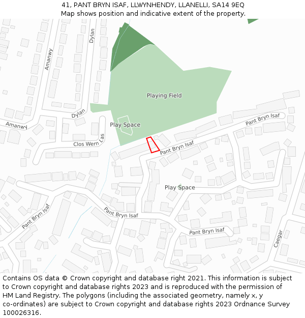 41, PANT BRYN ISAF, LLWYNHENDY, LLANELLI, SA14 9EQ: Location map and indicative extent of plot