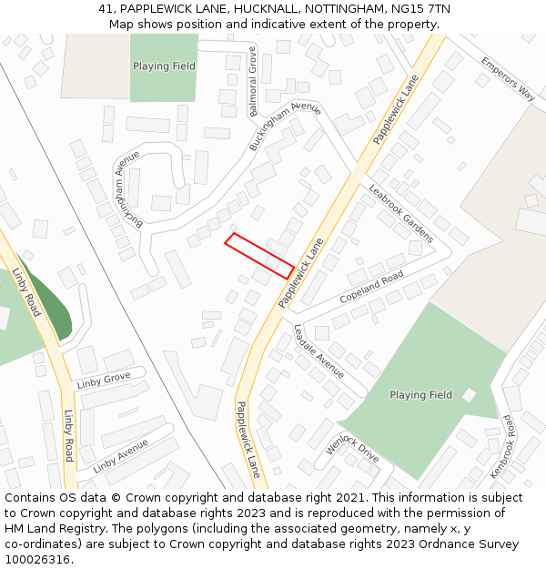 41, PAPPLEWICK LANE, HUCKNALL, NOTTINGHAM, NG15 7TN: Location map and indicative extent of plot